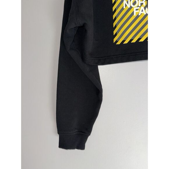 The North Face Womens Cropped Hoodie Black Yellow Cozy Preppy Outdoor Medium - Picture 3 of 13
